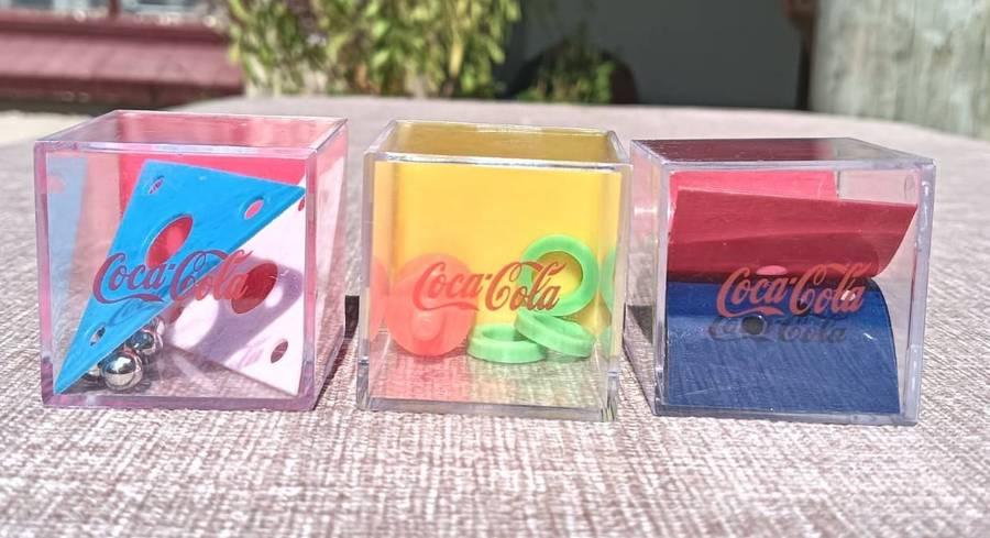 Three Coca-Cola Brain Teazer Games 4cm Cubes