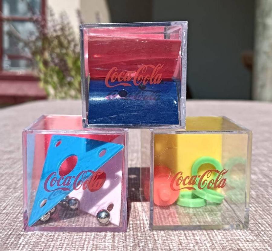 Three Coca-Cola Brain Teazer Games 4cm Cubes