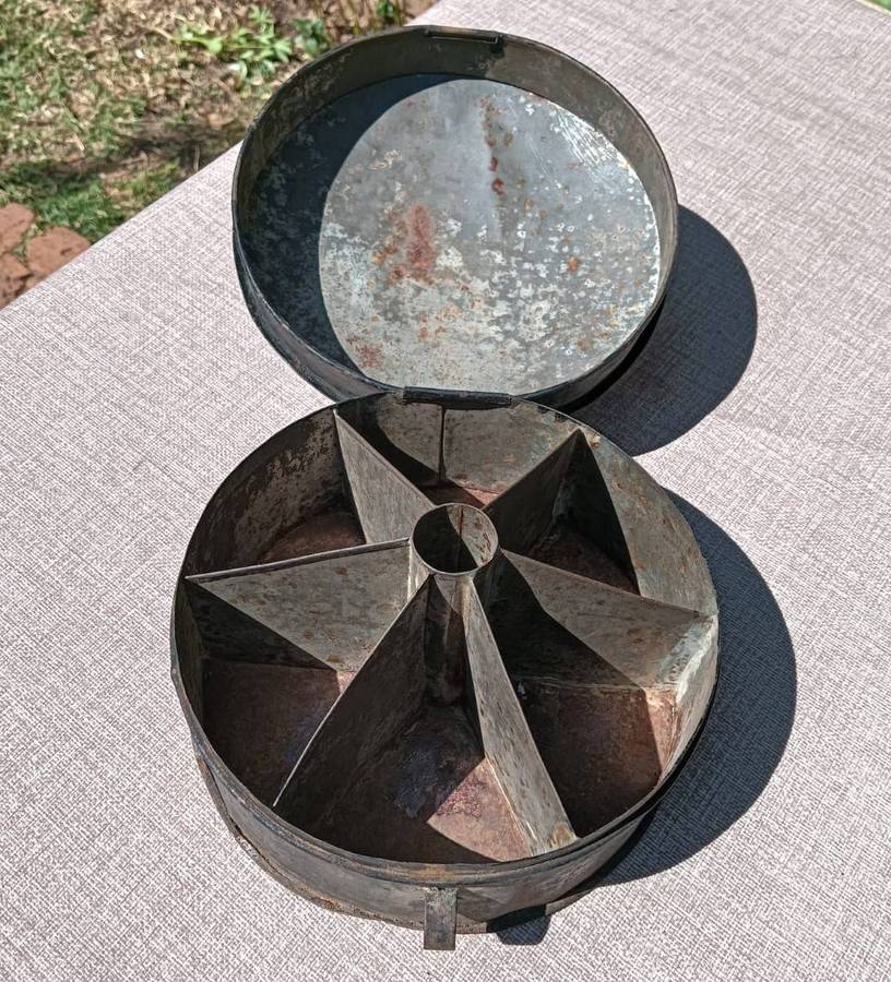 ANTIQUE VICTORIAN ERA DOMED LIDDED SPICE TIN  YOU CAN SMELL ITS OVER 150 YEARS OLD!
