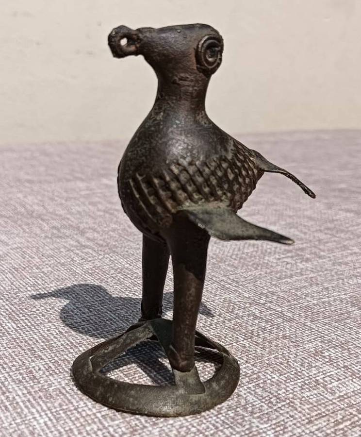 Antique Bronze Dhokra Kondh Tribal (West Bengal) Peacock Totem Statue Small 9cm High