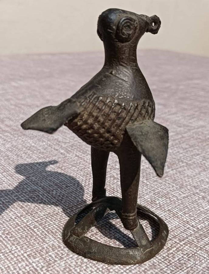 Antique Bronze Dhokra Kondh Tribal (West Bengal) Peacock Totem Statue Small 9cm High