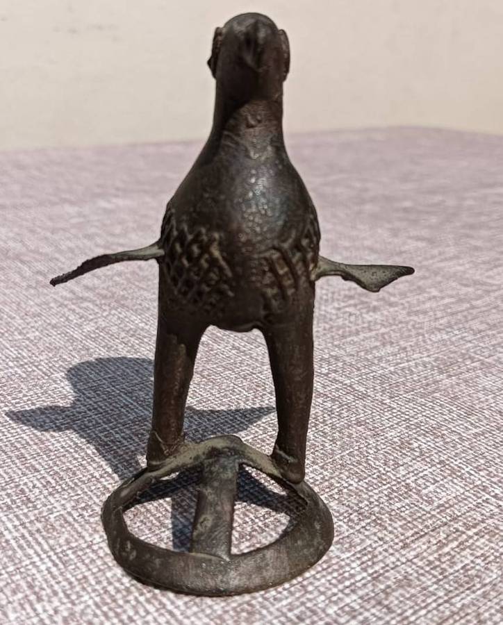 Antique Bronze Dhokra Kondh Tribal (West Bengal) Peacock Totem Statue Small 9cm High