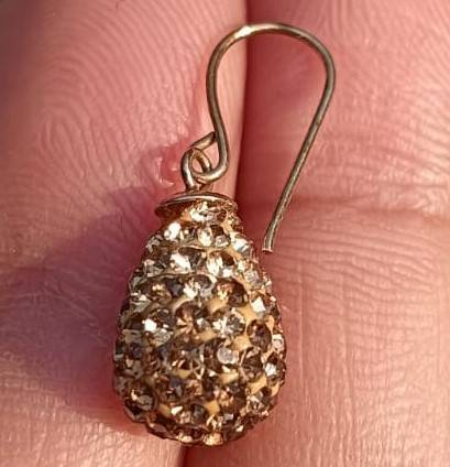 Vintage 375 (9ct) Gold and Rhinestone Fruit Pear Shaped French Hook Earrings Total Weight 1.67g