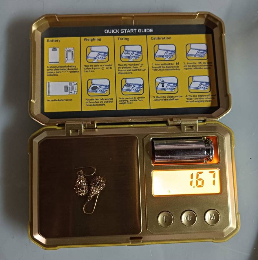 Vintage 375 (9ct) Gold and Rhinestone Fruit Pear Shaped French Hook Earrings Total Weight 1.67g