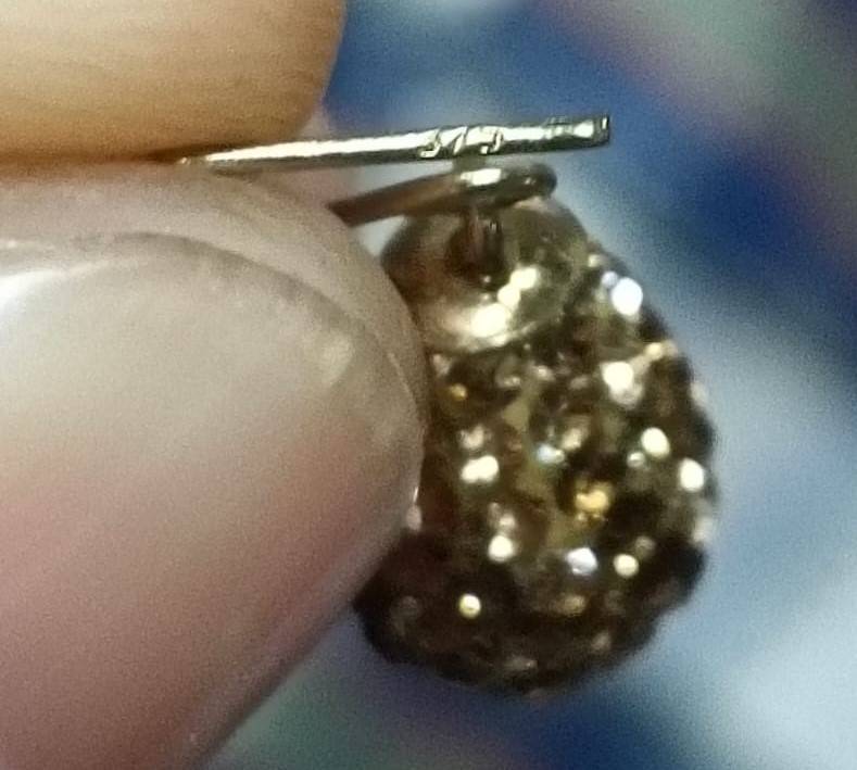 Vintage 375 (9ct) Gold and Rhinestone Fruit Pear Shaped French Hook Earrings Total Weight 1.67g