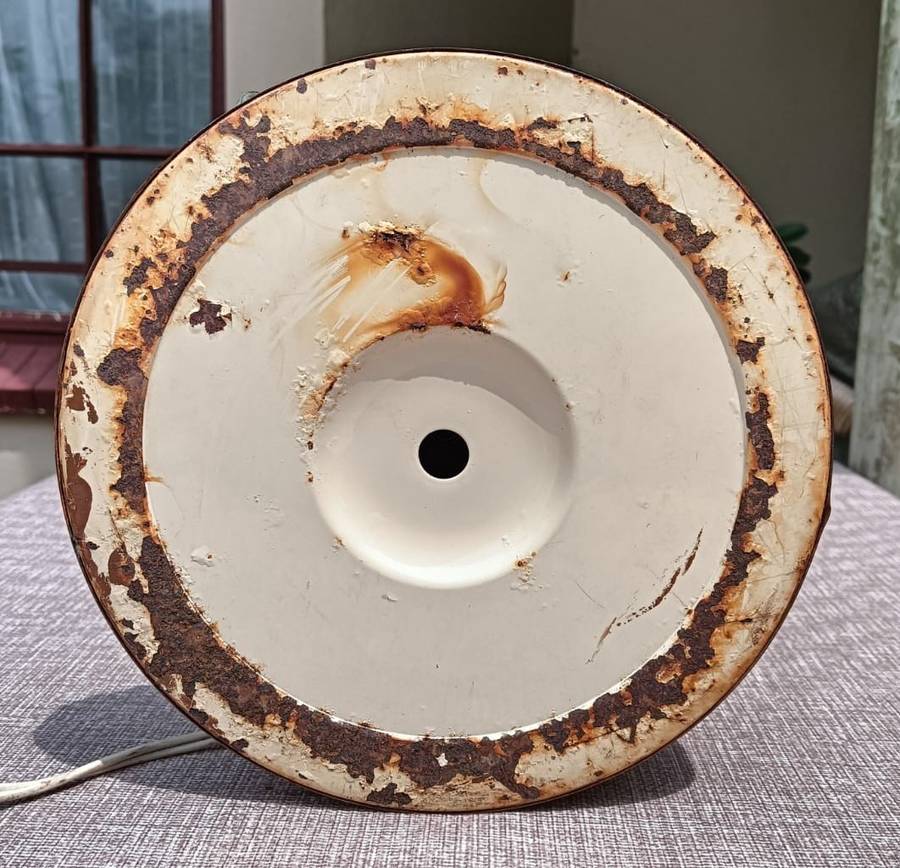 Beautiful Vintage Nonagon (9-Sided) Lamp with 27 Starburst Yellow Orange Glass Panels Working!