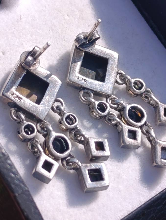 Vintage Sterling Marcasite Drop Earrings