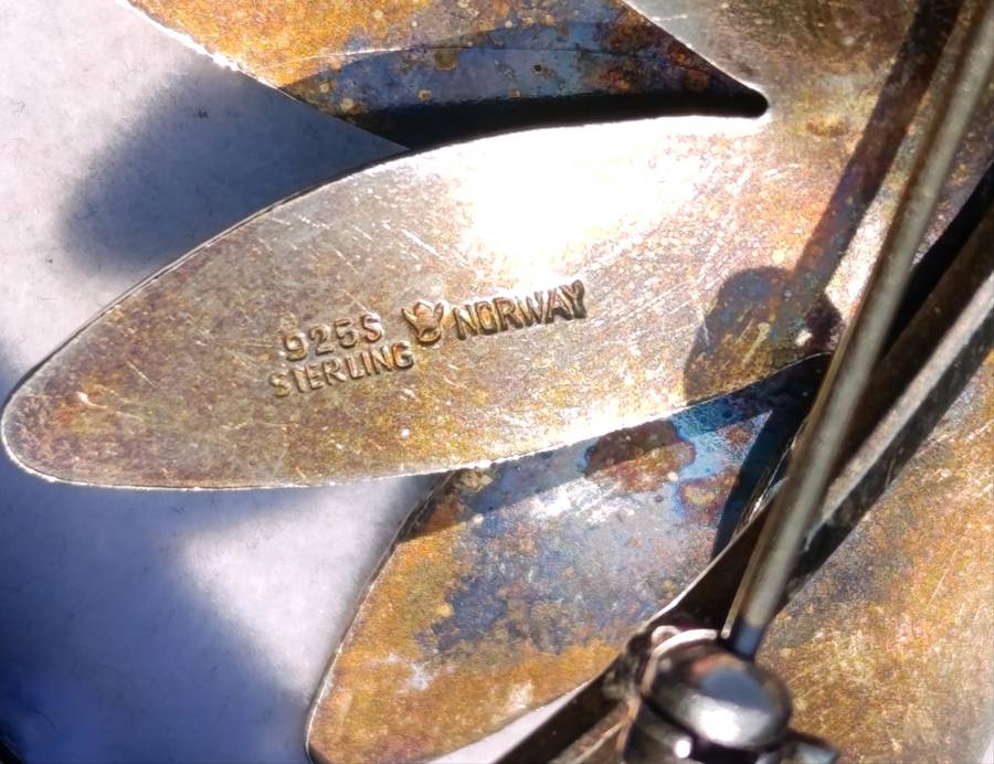 Norway Large Sterling Flower Brooch