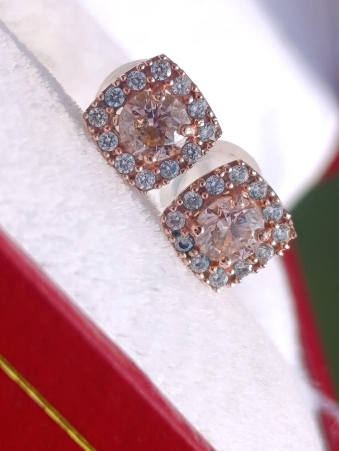 9ct Rosegold Diamond Studded Earrings