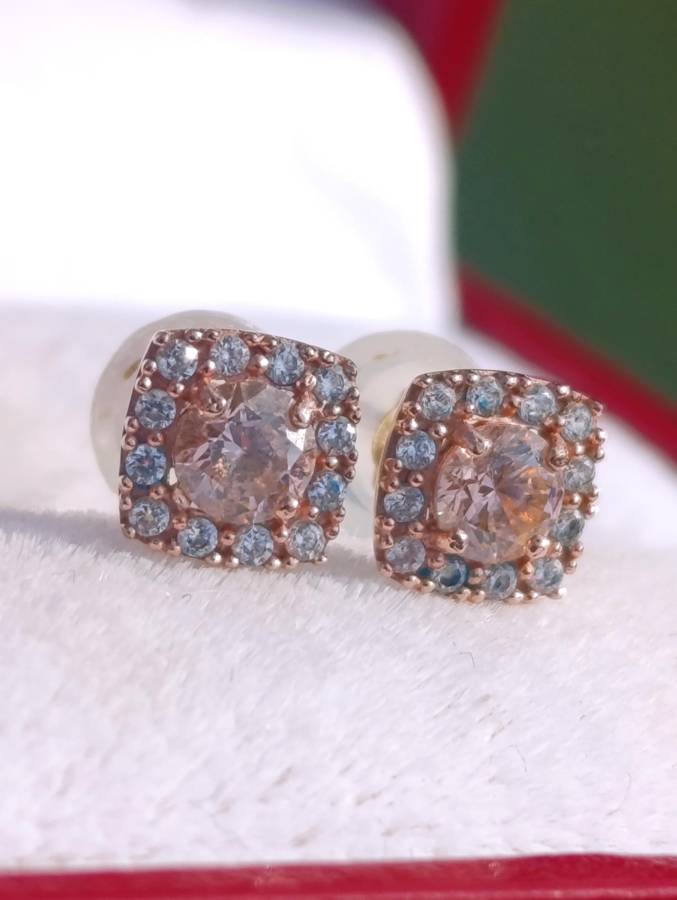 9ct Rosegold Diamond Studded Earrings
