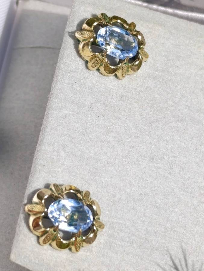14ct Rolled Gold Blue Topaz Earrings