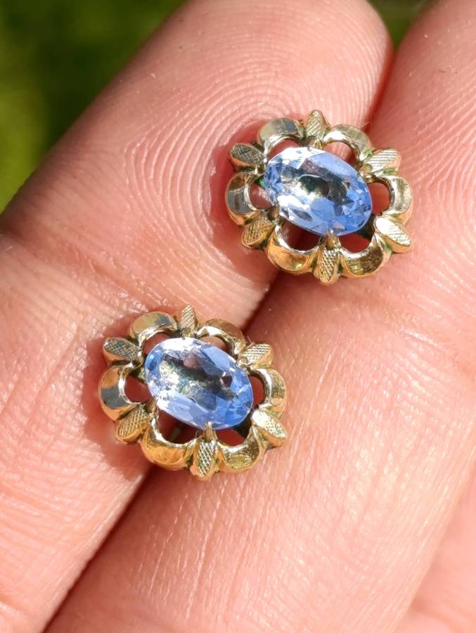 14ct Rolled Gold Blue Topaz Earrings