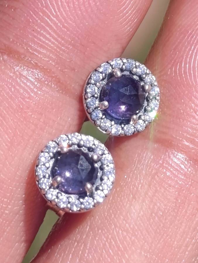Pandora Sterling Purple Stone Earrings