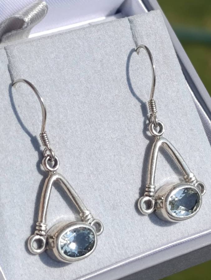 Sterling Vintage Light Blue Gemstone Earrings