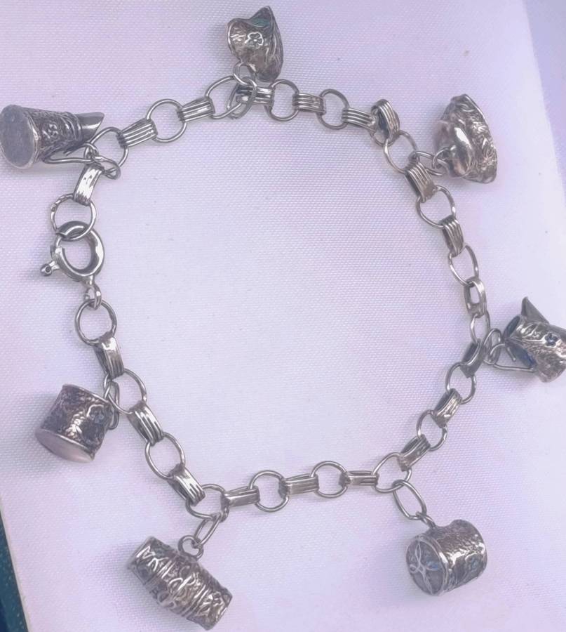Antique Sterling Rare Bookchain Charm Bracelet