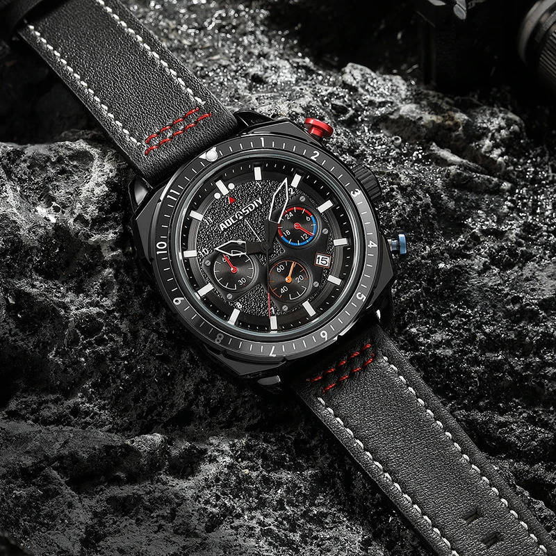 AOCASDIY A6016 Shock Resistant, Complete Calendar, Water Resistant, Quartz Chronograph