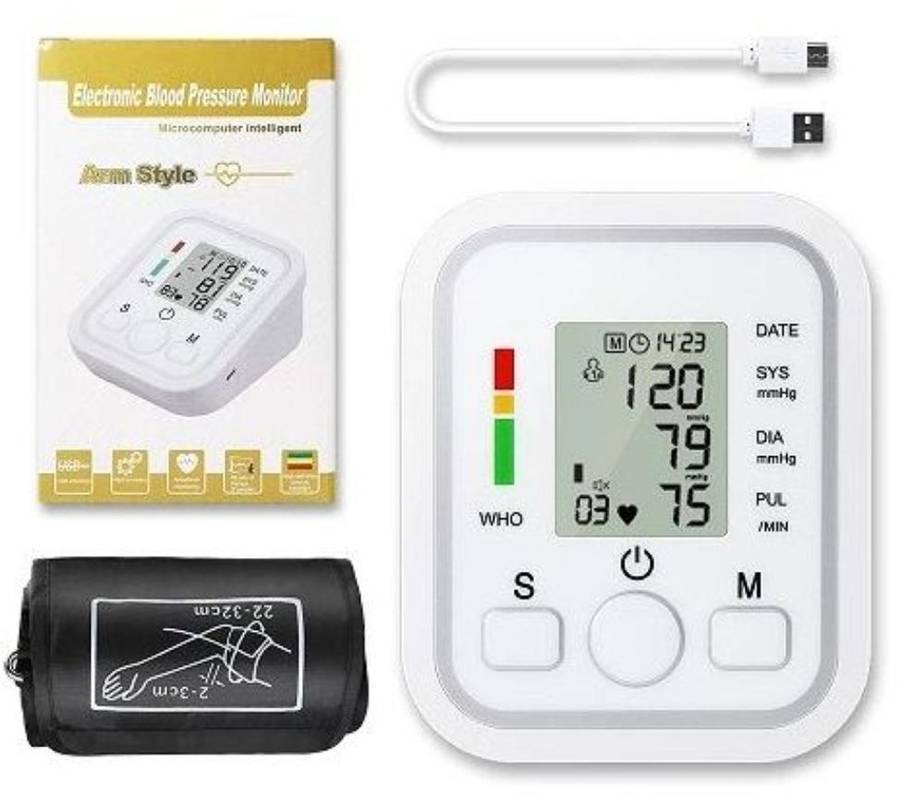 Portable Digital Blood Pressure Monitor  C-Type USB & Battery Operated | Upper Arm Cuff | Automatic