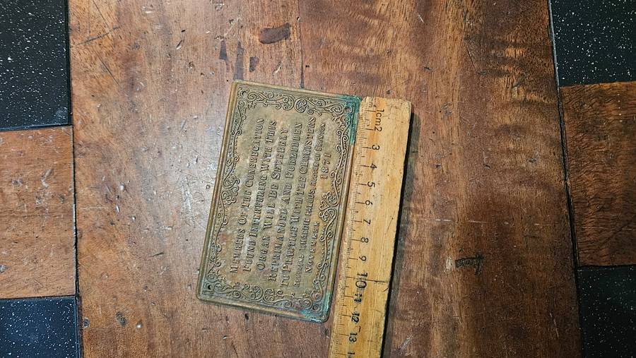 Antique Brass Plaque Nov 1871