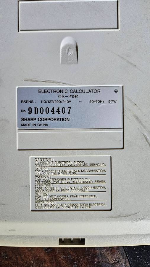Sharp Electronic Calculator Model CS-2194