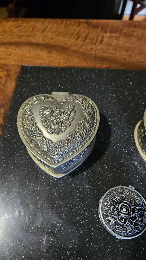 Vintage Heart Shaped Trinkets & Pill Box