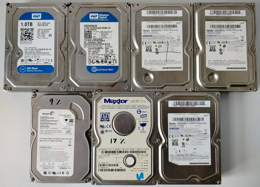 Salvage SATA hard drives | For repairs/spares/scrap | Lot of 7