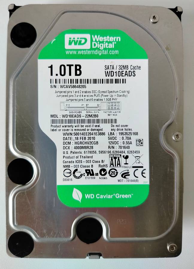 Western Digital Caviar Green 1TB SATA HDD | 80% Health