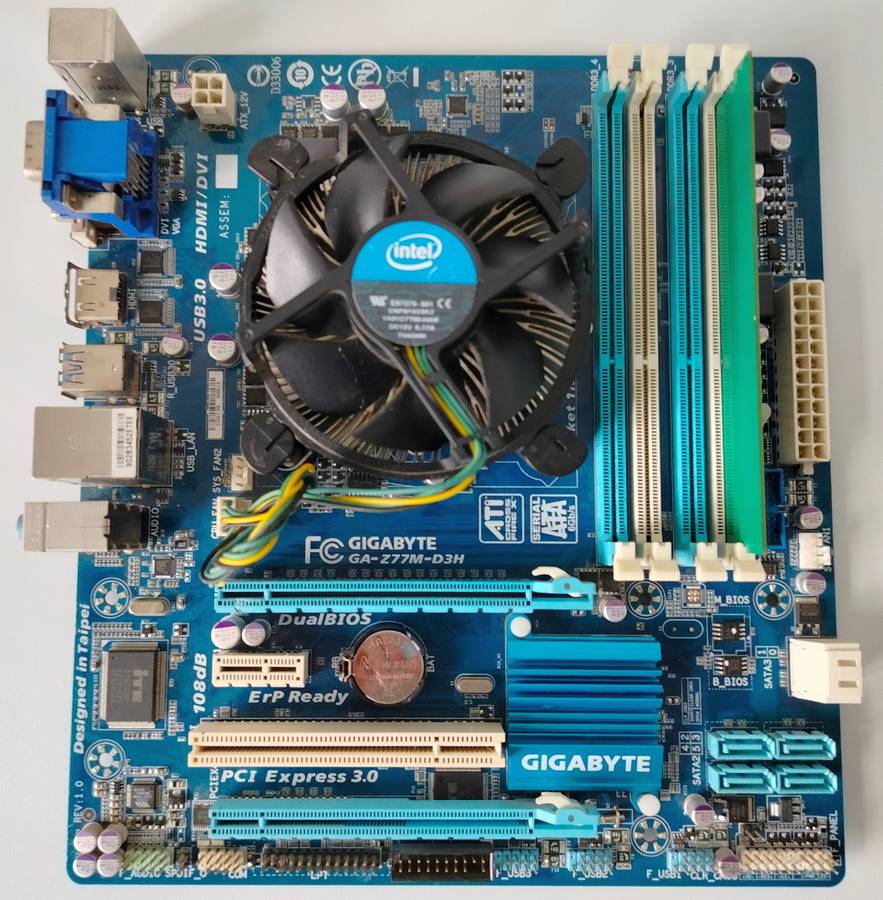 Gigabyte Z77 motherboard + Intel i5-3470 CPU + 2GB DDR3 RAM