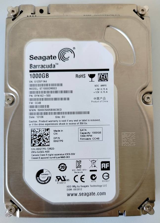 Seagate 1TB SATA Barracuda HDD | 183MB/s read & write speeds