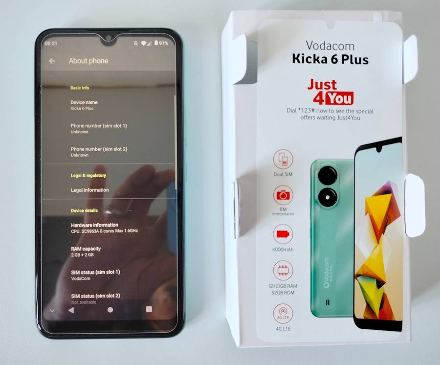 Vodacom Kicka 6 Plus | 2GB+2GB RAM | 32GB Storage