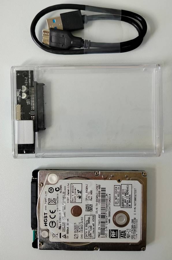 500GB External 2.5" USB 3.0 hard drive | USB powered | Clear case