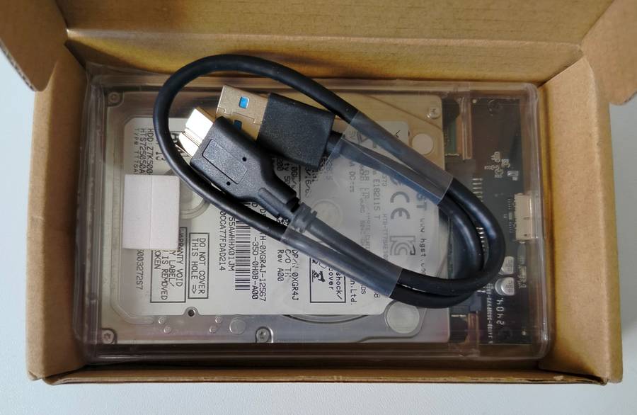 500GB External 2.5" USB 3.0 hard drive | USB powered | Clear case