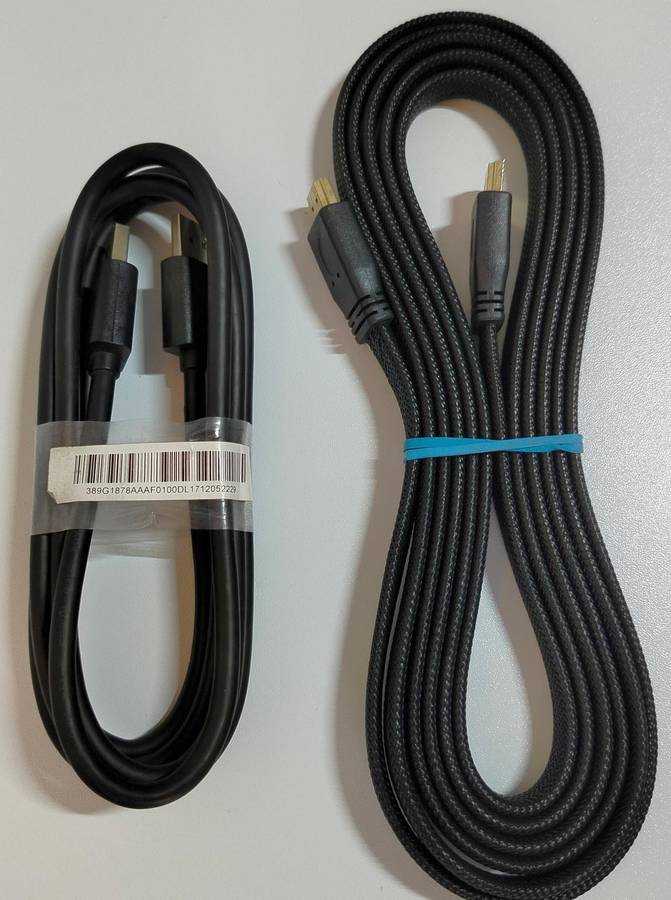 Assorted cables |3M HDMI, 1.8M DisplayPort, VGA, USB, 3M twin IEC, 3x RCA (new and used)
