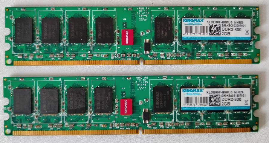 4GB DDR2-800 PC2-6400 CL5 Kingmax RAM (2x2GB)