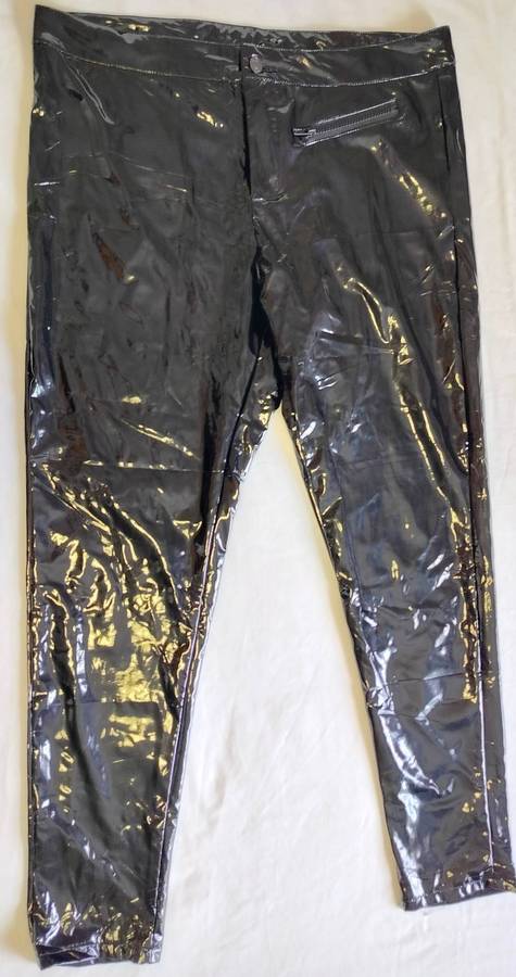Shiny black PVC pants | Denim Fix | Soft fabric lining | Zip and Button