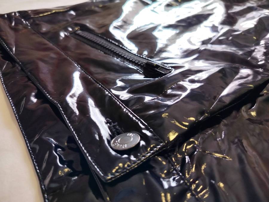 Shiny black PVC pants | Denim Fix | Soft fabric lining | Zip and Button