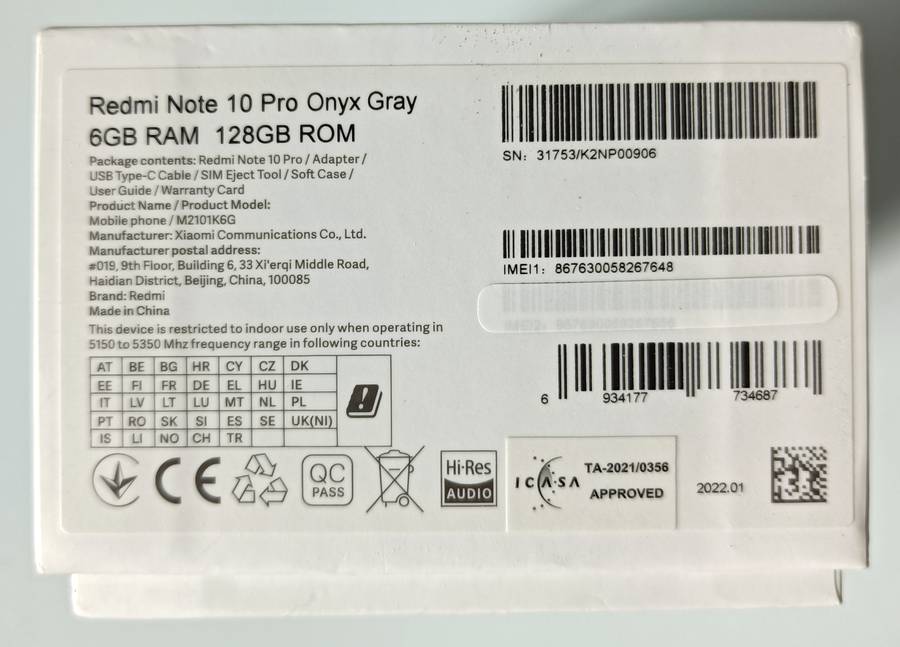 Xiaomi Redmi Note 10 Pro | 6GB RAM | 128GB Storage | In box | 108MP camera | 120hz screen