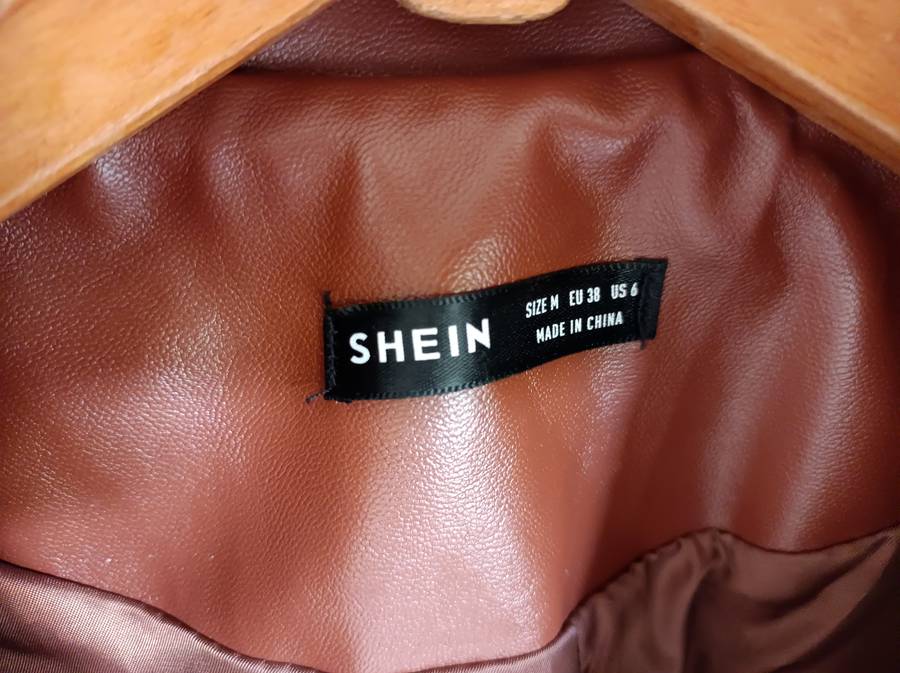 Brown Pleather Blazer from Shein | Size M