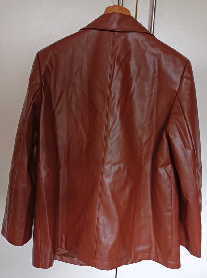 Brown Pleather Blazer from Shein | Size M
