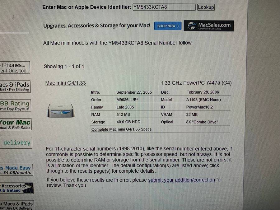RETRO  CLASSIC Mac mini G4 (Late 2005)  | 1.33GHz PowerPC 7447A (G4)