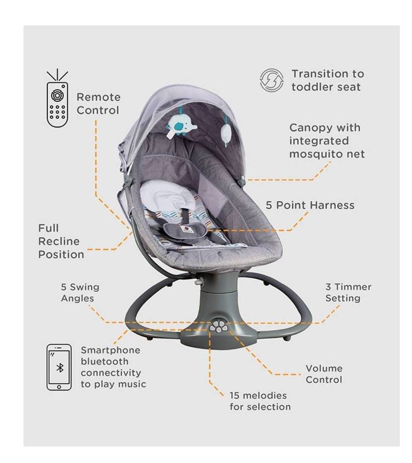 3-in-1 Deluxe Multi-Function Bassinet-Grey