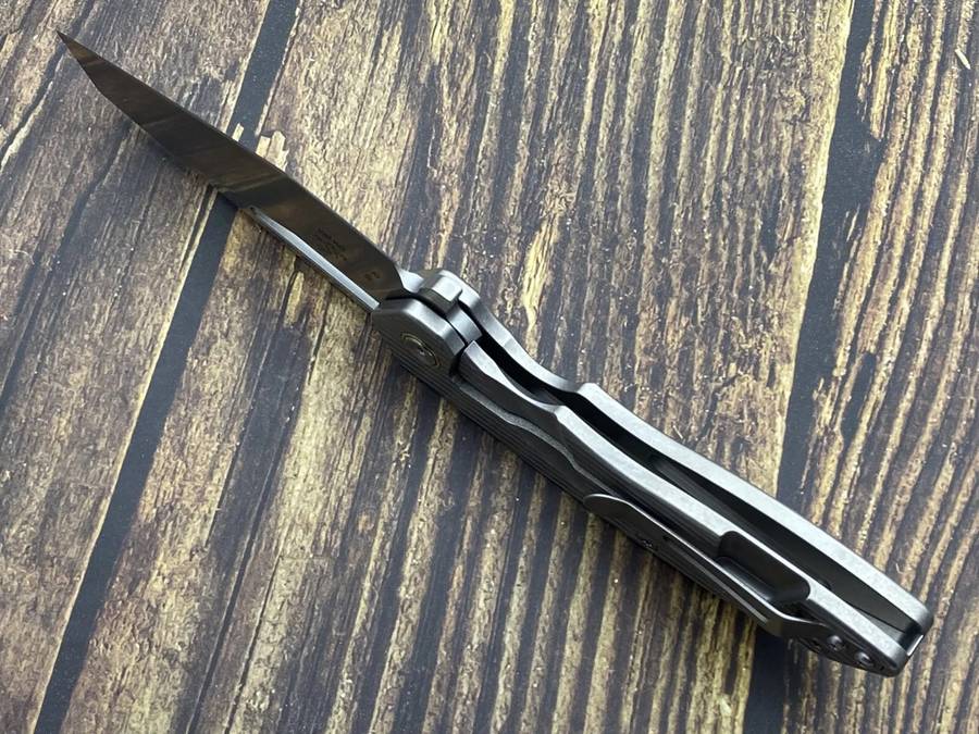 SixLeaf SL-29A Rattlesnake Designs Pocket Knife Milled Titanium Handle CPM-20CV Blade Steel