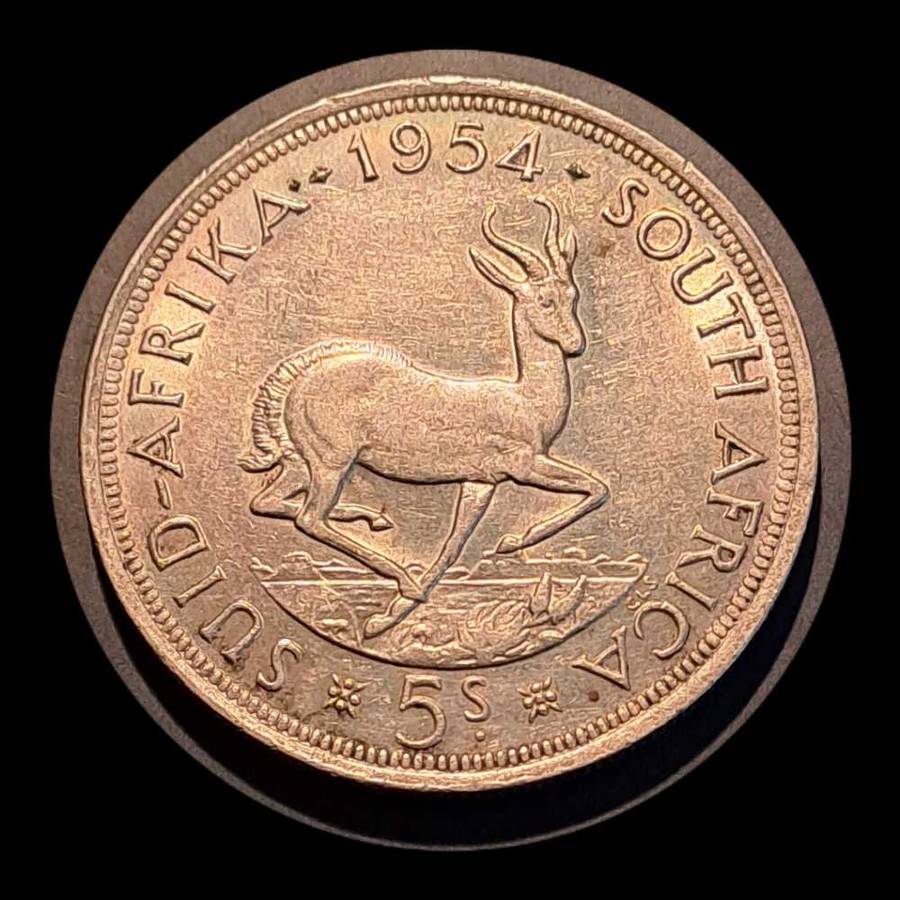 1954 Silver Union of South Africa Crown 5 Shillings Low Mintage 17040   ***Crazy Wednesday***