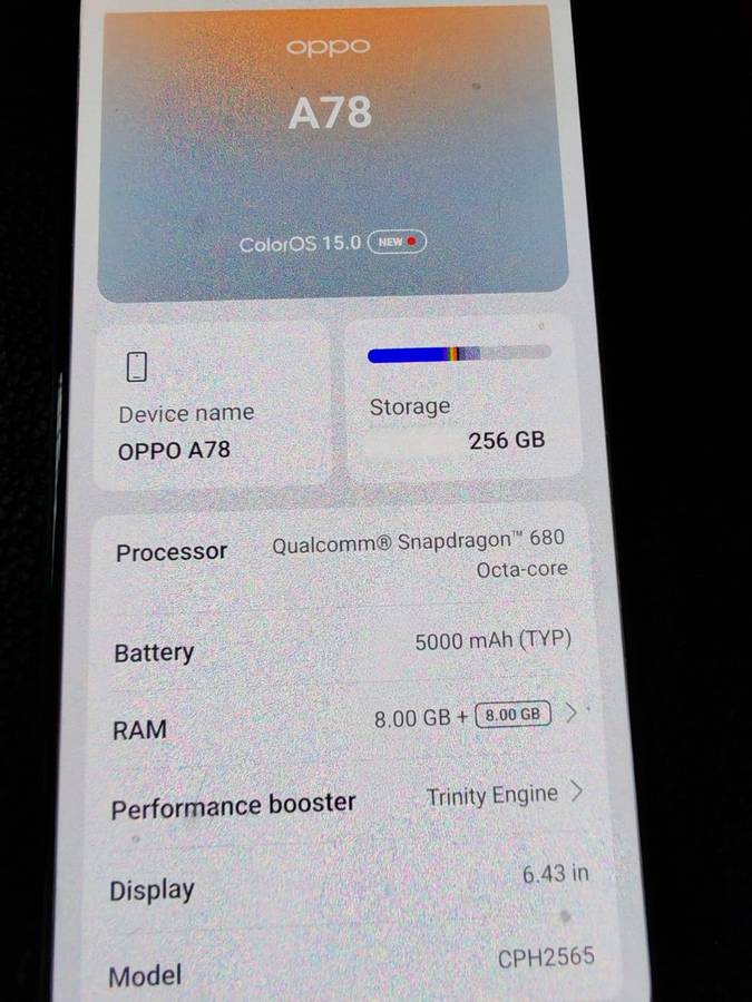 Oppo A78 with protective case in excellent working condition