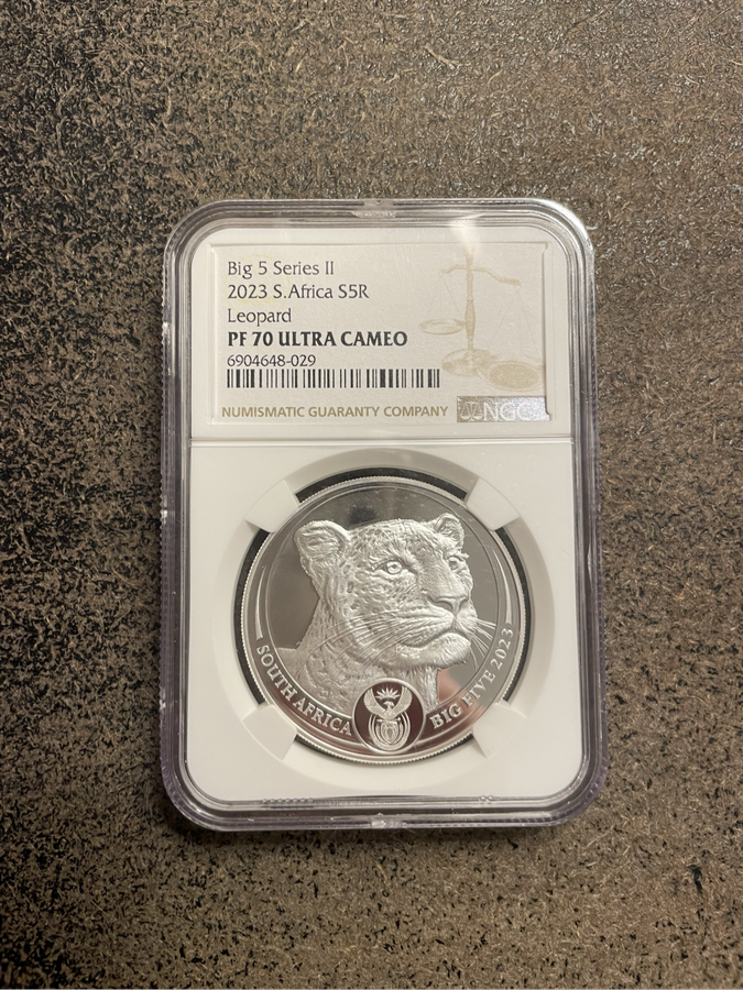 Big5 2023 Leopard PF 70 ULTRA CAMEO silver coin