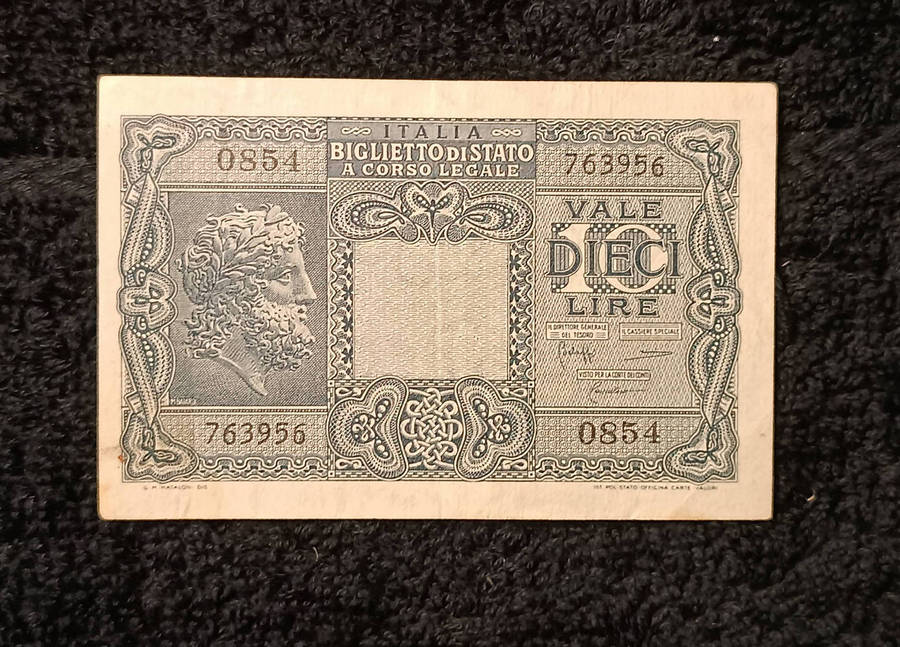 Banknote 10 Italian Lira 1944