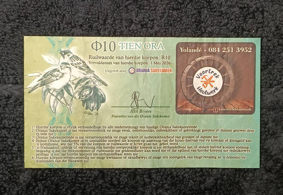 Banknote Orania 10 ora '20s