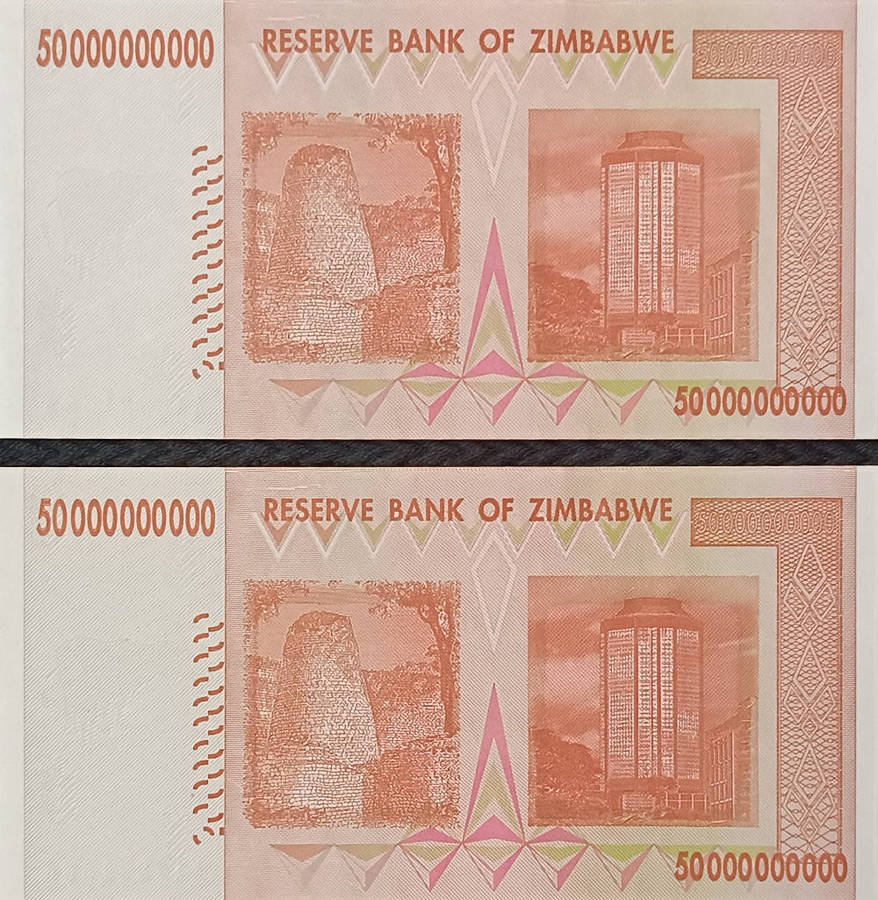 Banknotes x 2 Zimbabwe 50 billion consecutive