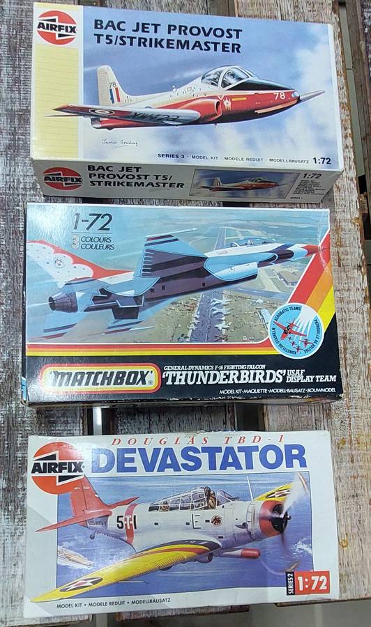 Vintage airfix and matchbox model planes boxed