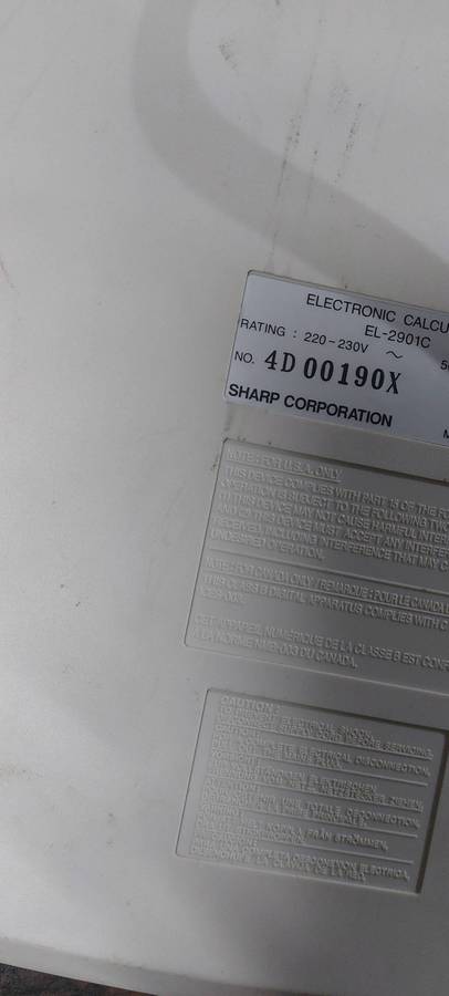 Vintage Sharp EL-2901C printing calculator. Works