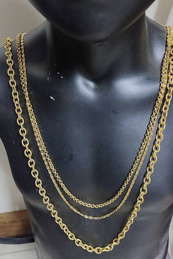 90cm Vintage 3 chain necklace made in austria heavy